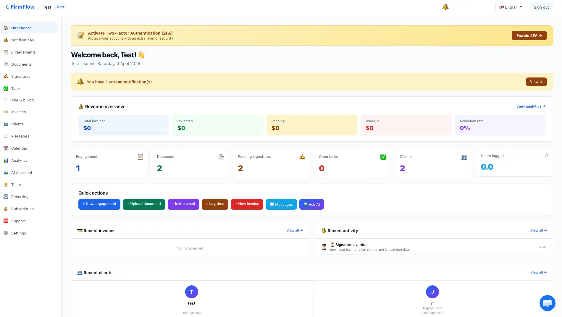 FirmFlow dashboard